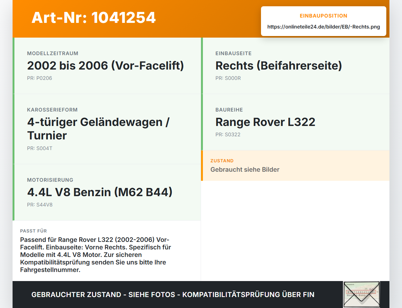 Land Range Rover III L322 02-06 Fronthalter Träger Verbinder Rechts Land Range Rover III L322 02-06 02.08.2002... Vorschau 3