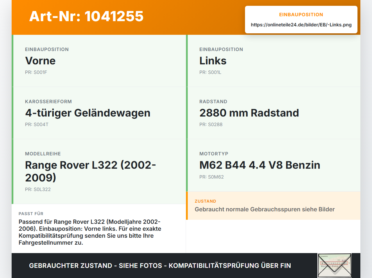 Land Range Rover III L322 02-06 Fronthalter Träger Verbinder Links Land Range Rover III L322 02-06 02.08.2002... Vorschau 3