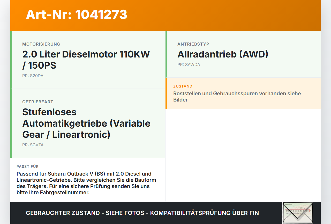 Subaru Outback V BS 15-21 2,0D 110KW Getriebehalter Träger Lager für Getriebe Subaru Outback V BS 15-21 19.03.20154... Vorschau 3