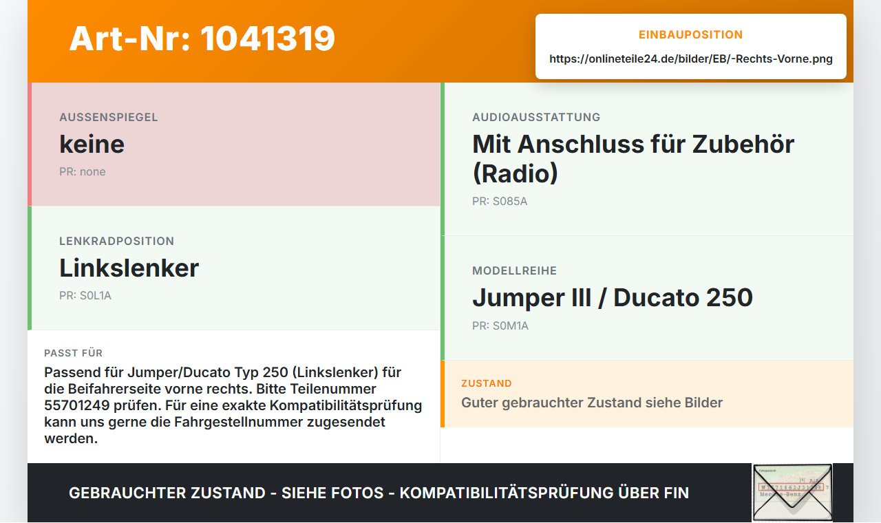 Jumper Ducato 250 06-14 Lautsprecher Rechts Vorne Jumper Ducato 250 06-14 20.04.2007 528393184 55701249 gebraucht Vorschau 3