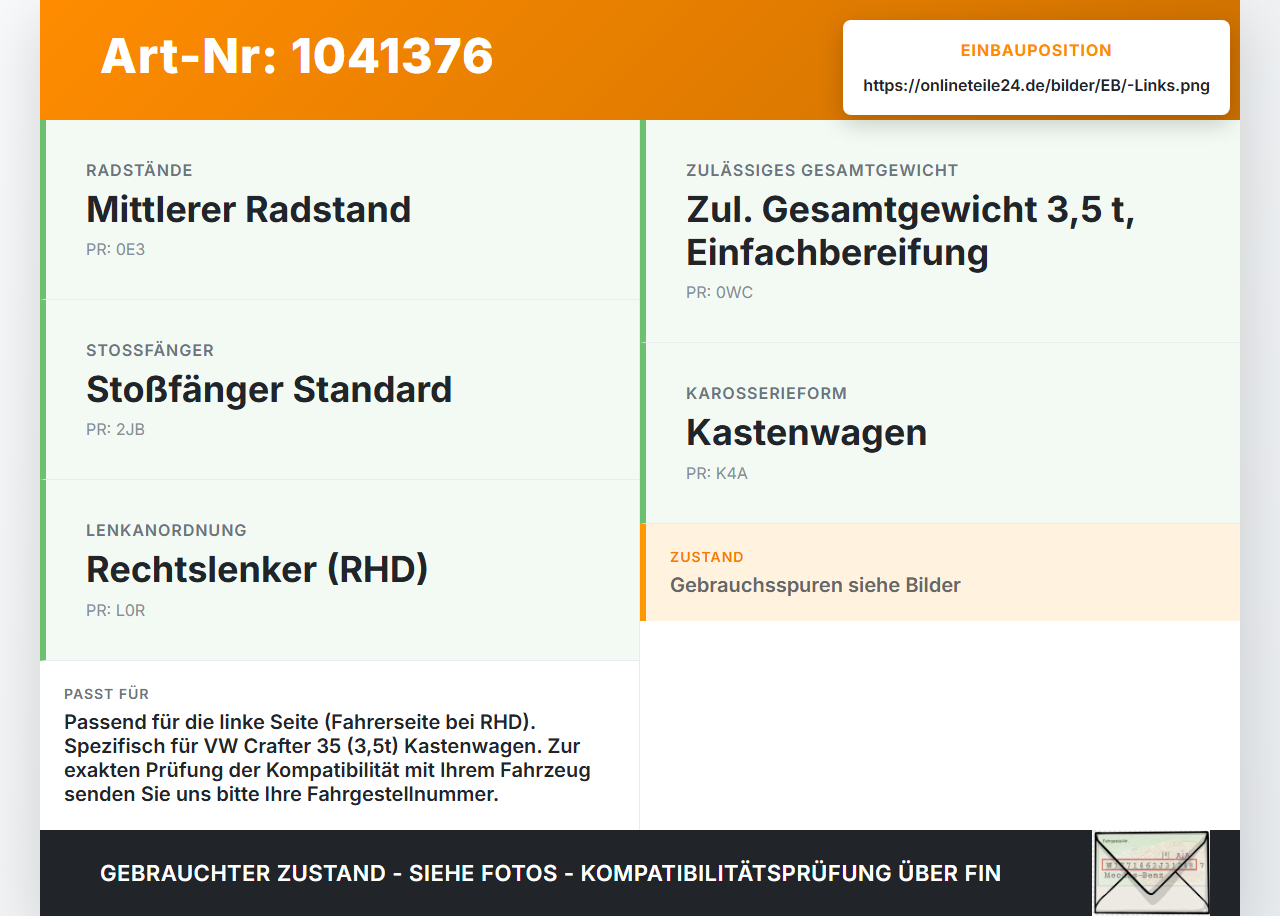 VW Crafter 2E 35 11-16 Kasten Halter Träger Führung Aufnahme für Kotflügel Links VW Crafter 2E 35 11-16 07.10.2016... Vorschau 3