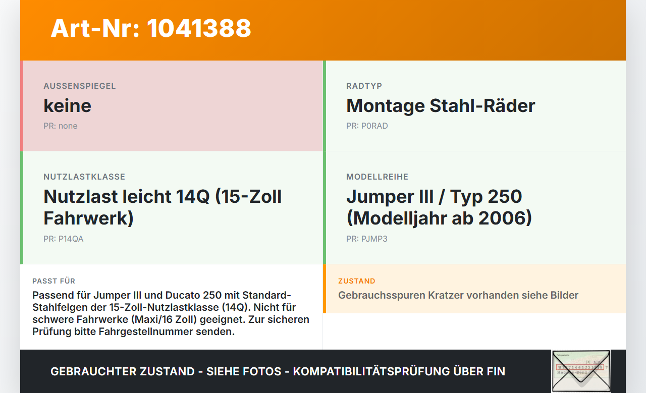 Jumper Ducato 250 06-14 eine Radkappe 1Stück Pos.1 Jumper Ducato 250 06-14 20.04.2007 gebraucht Vorschau 3