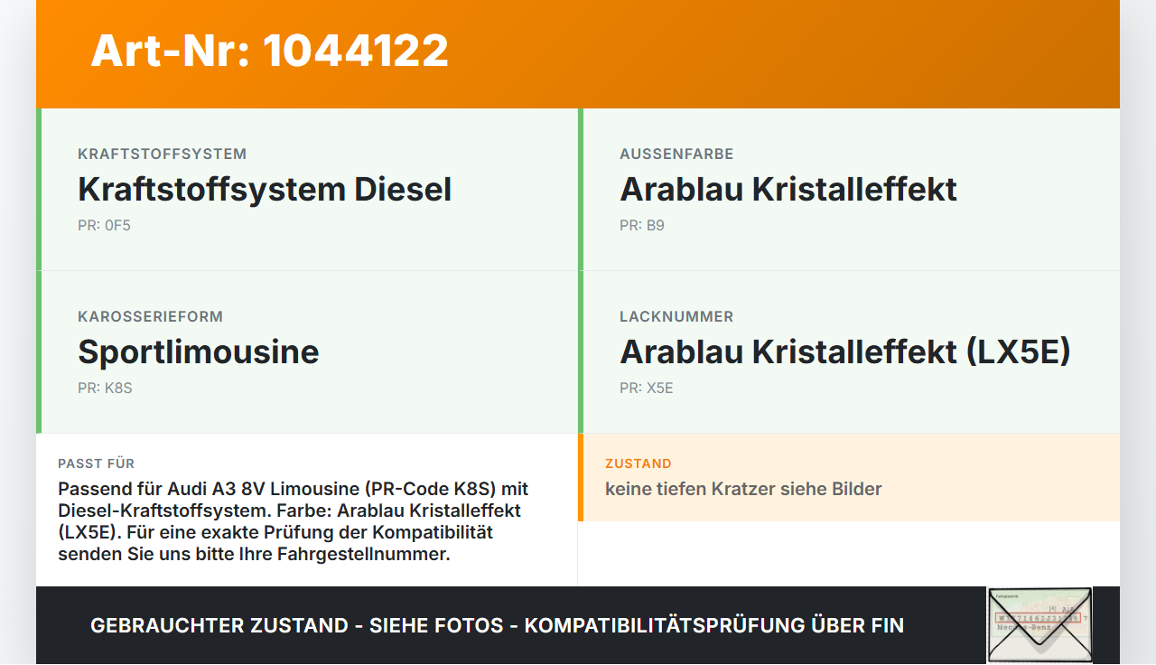 Audi A3 8V 8VS 16-20 Tankdeckel Tankklappe LX5E Audi A3 8V 8VS 16-20 18.12.2019 8V5809907 gebraucht Vorschau 3