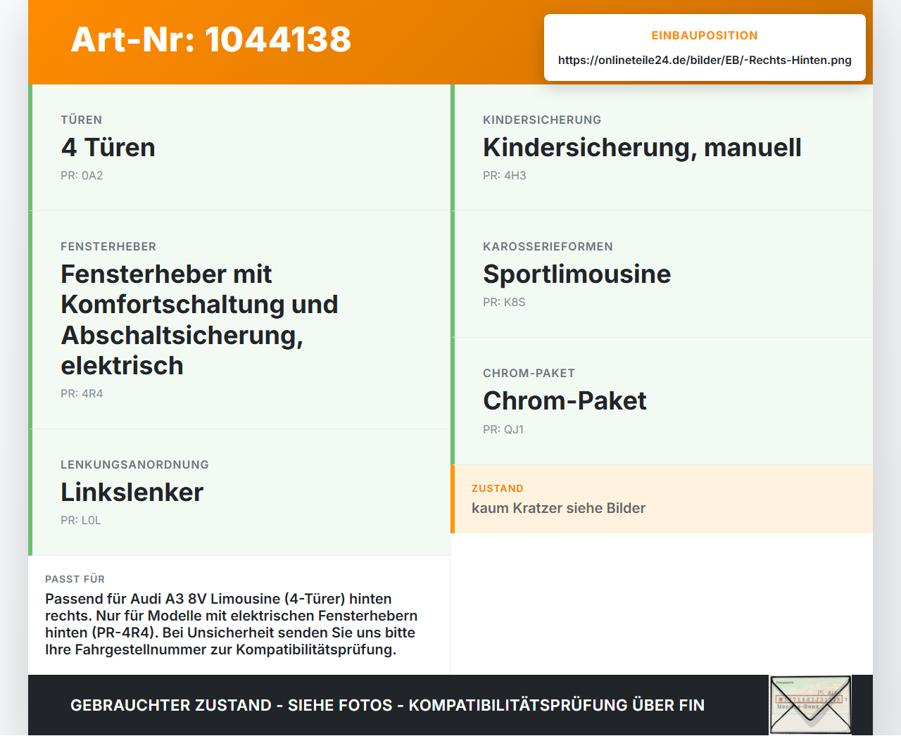 Audi A3 8V 8VS 16-20 Lim Fensterheberschalter Schalter Rechts Hinten Audi A3 8V 8VS 16-20 18.12.2019 8V0959855C... Vorschau 3