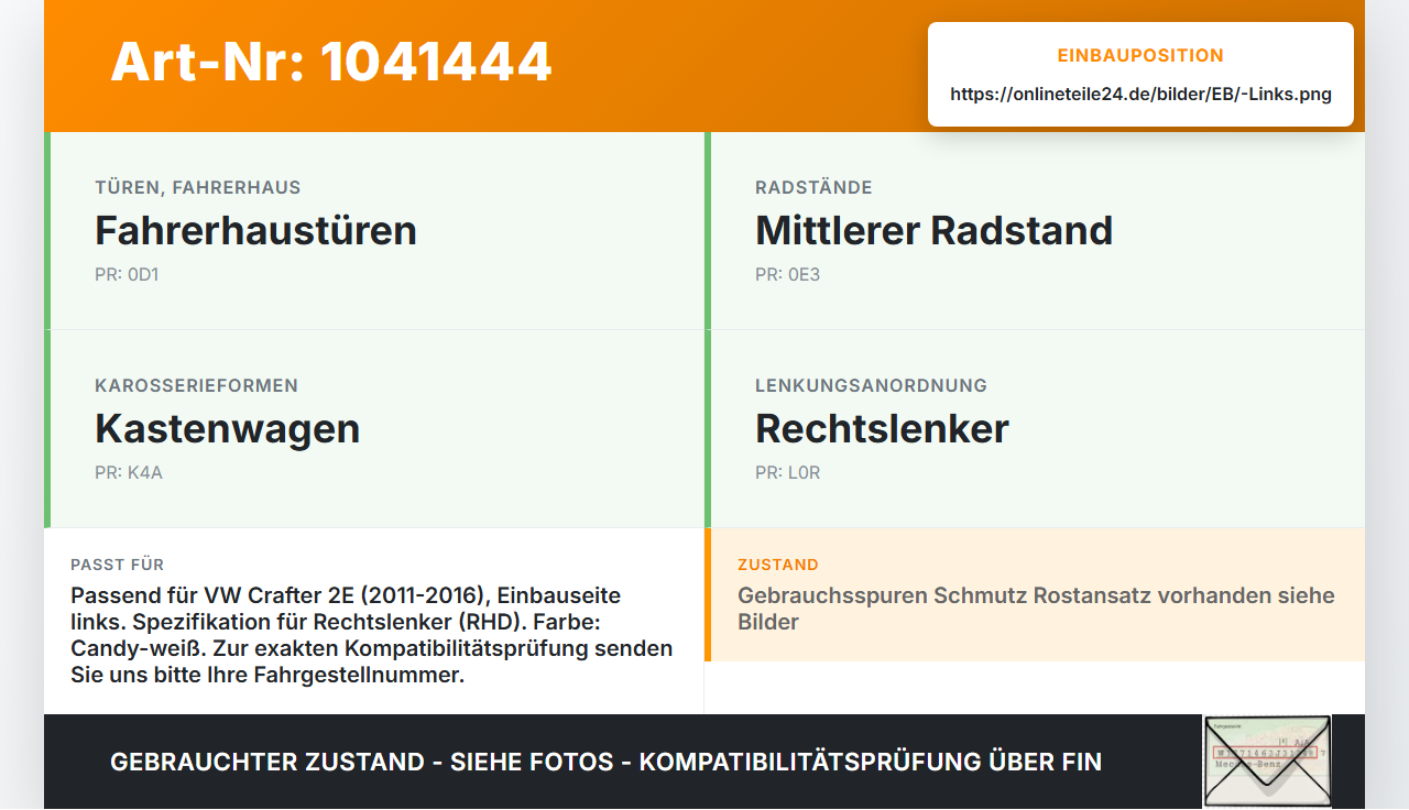 VW Crafter 2E 35 11-16 Kasten Scharnier für Motorhaube Motorhaubenscharnier Links VW Crafter 2E 35 11-16 07.10.2016... Vorschau 3