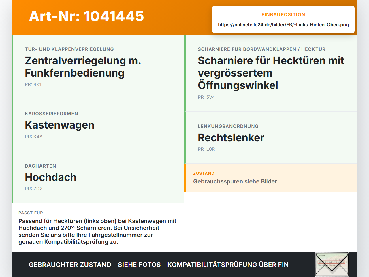 VW Crafter 2E 35 11-16 Kasten Schloss für Türfangband Links Hinten Oben VW Crafter 2E 35 11-16 07.10.2016 2E1827455... Vorschau 3