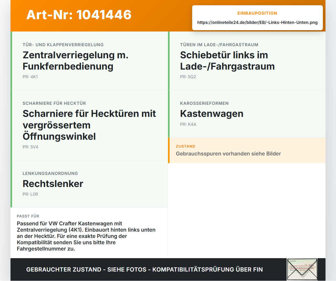 VW Crafter 2E 35 11-16 Kasten Türschloss Stellmotor Links Hinten Unten VW Crafter 2E 35 11-16 07.10.2016... Vorschau 3