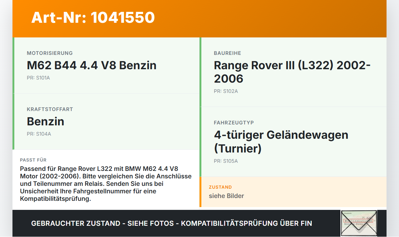 Land Range Rover III L322 02-06 4,4 210KW BMW E46 323i BJ99 Relais Zündspule Pos.L4 Land Range Rover III L322 02-06... Vorschau 3