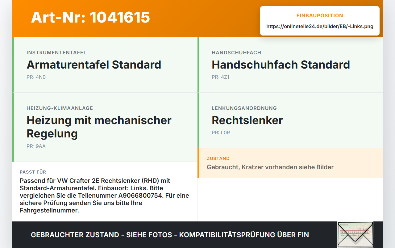 VW Crafter 2E 35 11-16 Luftdusche Luftdüse Links VW Crafter 2E 35 11-16 07.10.2016 2E2819701 A9066800754 gebraucht Vorschau 3