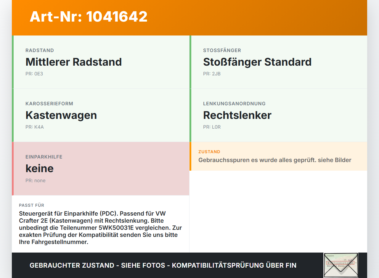 VW Crafter 2E 35 11-16 Steuergerät ECU Modul  Einparkhilfe PDC SG VW Crafter 2E 35 11-16 07.10.2016 A9069001103... Vorschau 3