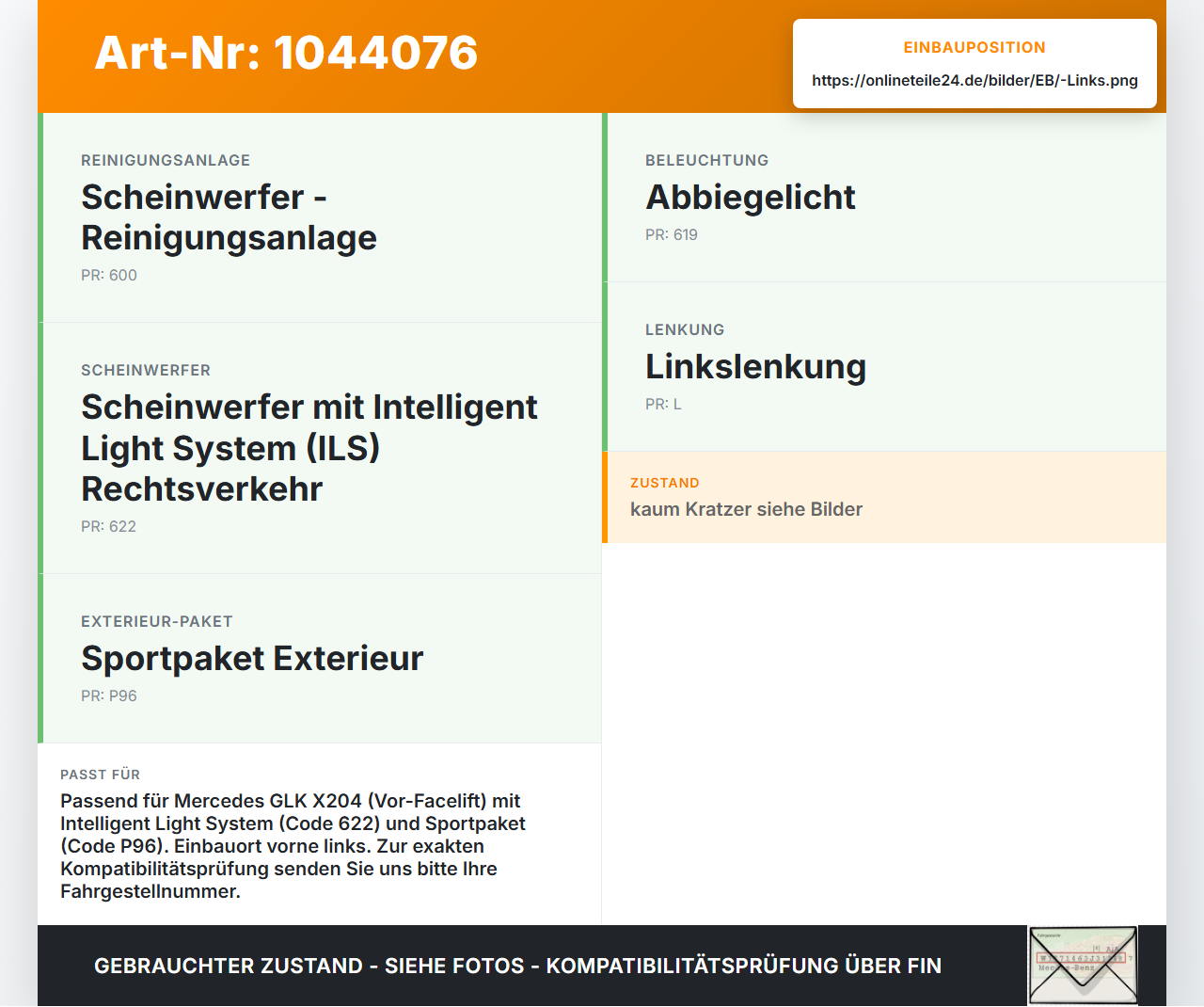 Mercedes X204 08-12 LED Tagfahrlicht Tagfahrleuchte Links Mercedes X204 08-12 04.12.2009 A1648200756 A6420107897... Vorschau 3