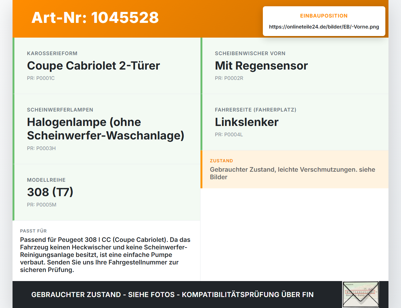 Peugeot 308 I CC 11-15 Waschwasserpumpe Wischwasserpumpe Waschpumpe Vorne Peugeot 308 I CC 11-15 20.04.2012 643476... Vorschau 3