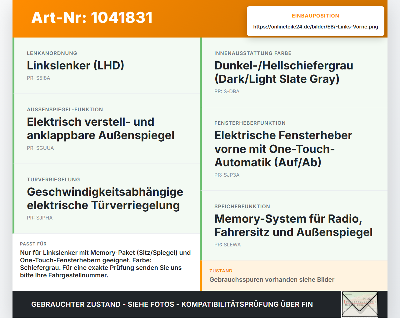Chrysler 300C LE 04-07 Lim Fensterheberschalter Fensterheber Links Vorne Chrysler 300C LE 04-07 07.08.2007... Vorschau 3