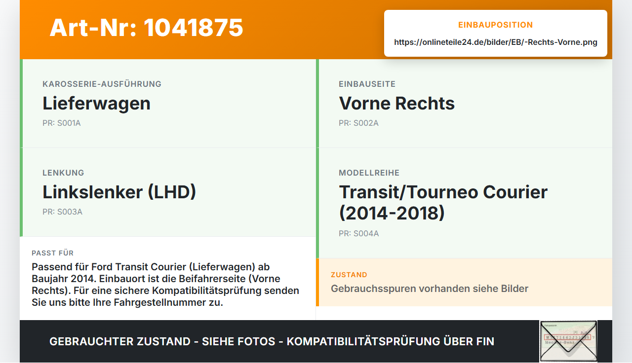 Ford Transit Courier 14-18 Kasten Türfangband Türbremse Türanschlag Rechts Vorne Ford Transit Courier 14-18... Vorschau 3