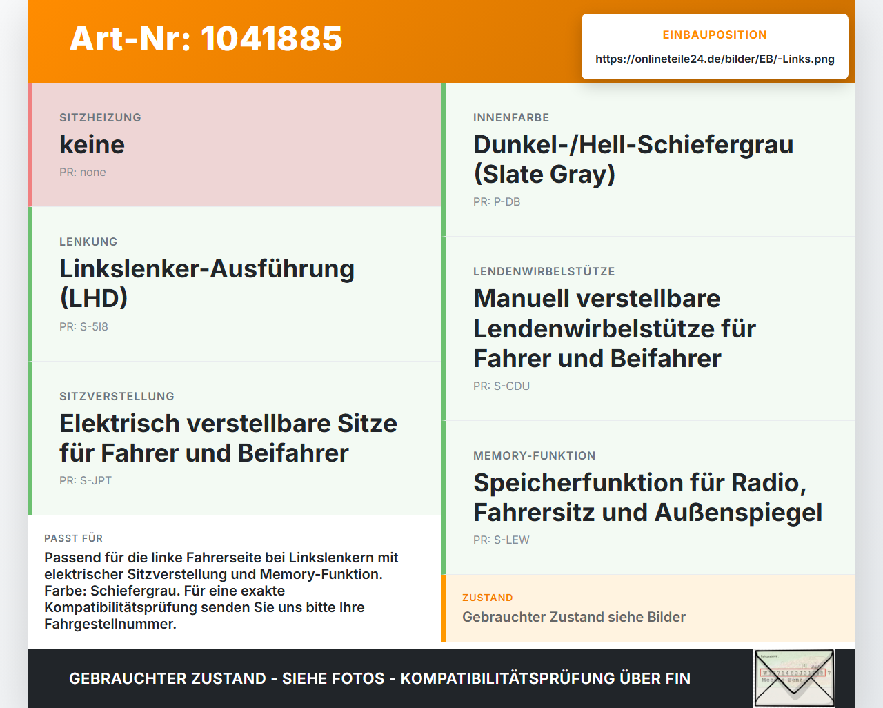 Chrysler 300C LE 04-07 Sitzverstellung Schalter Links Chrysler 300C LE 04-07 07.08.2007 56049431AD 03461141 gebraucht Vorschau 3