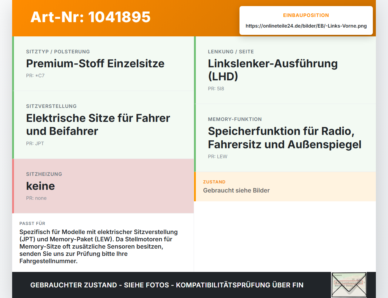 Chrysler 300C LE 04-07 Stellmotor für Elektr. Sitzverstellung Links Vorne Mitte Chrysler 300C LE 04-07 07.08.2007... Vorschau 3