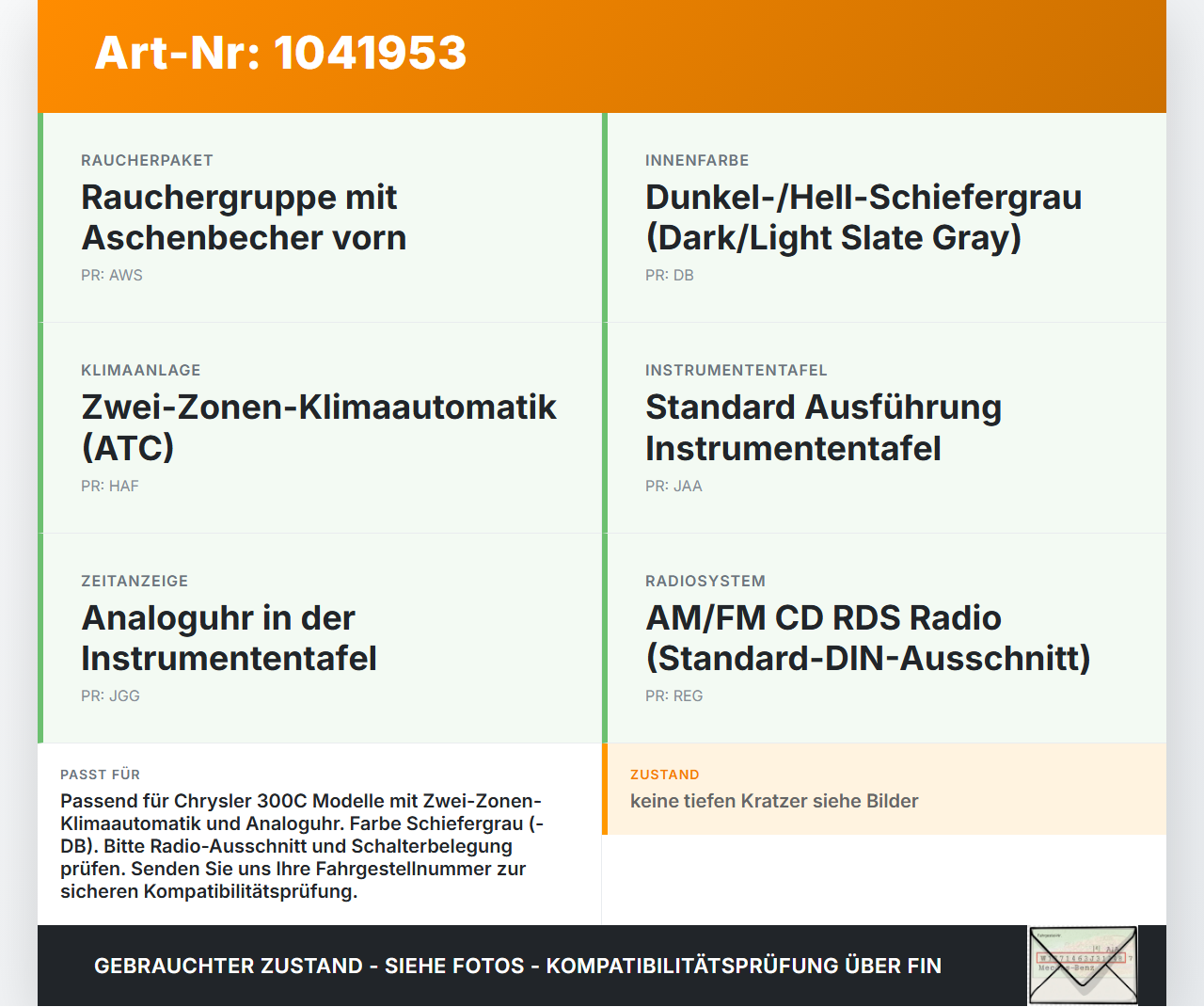 Chrysler 300C LE 04-07 Blende Einbaurahmen Chrysler 300C LE 04-07 07.08.2007 gebraucht Vorschau 3