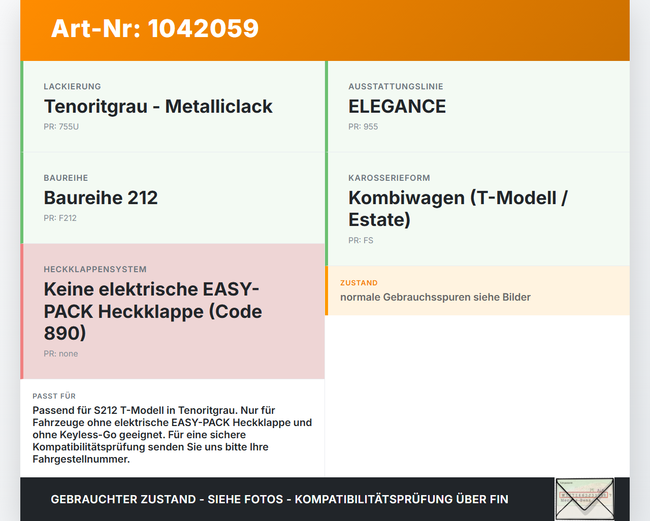 Mercedes S212 E350d 13-16 Kombi Griff taster Öffner Schalter aussen Heckklappe 755 Mercedes S212 E350d 13-16... Vorschau 3