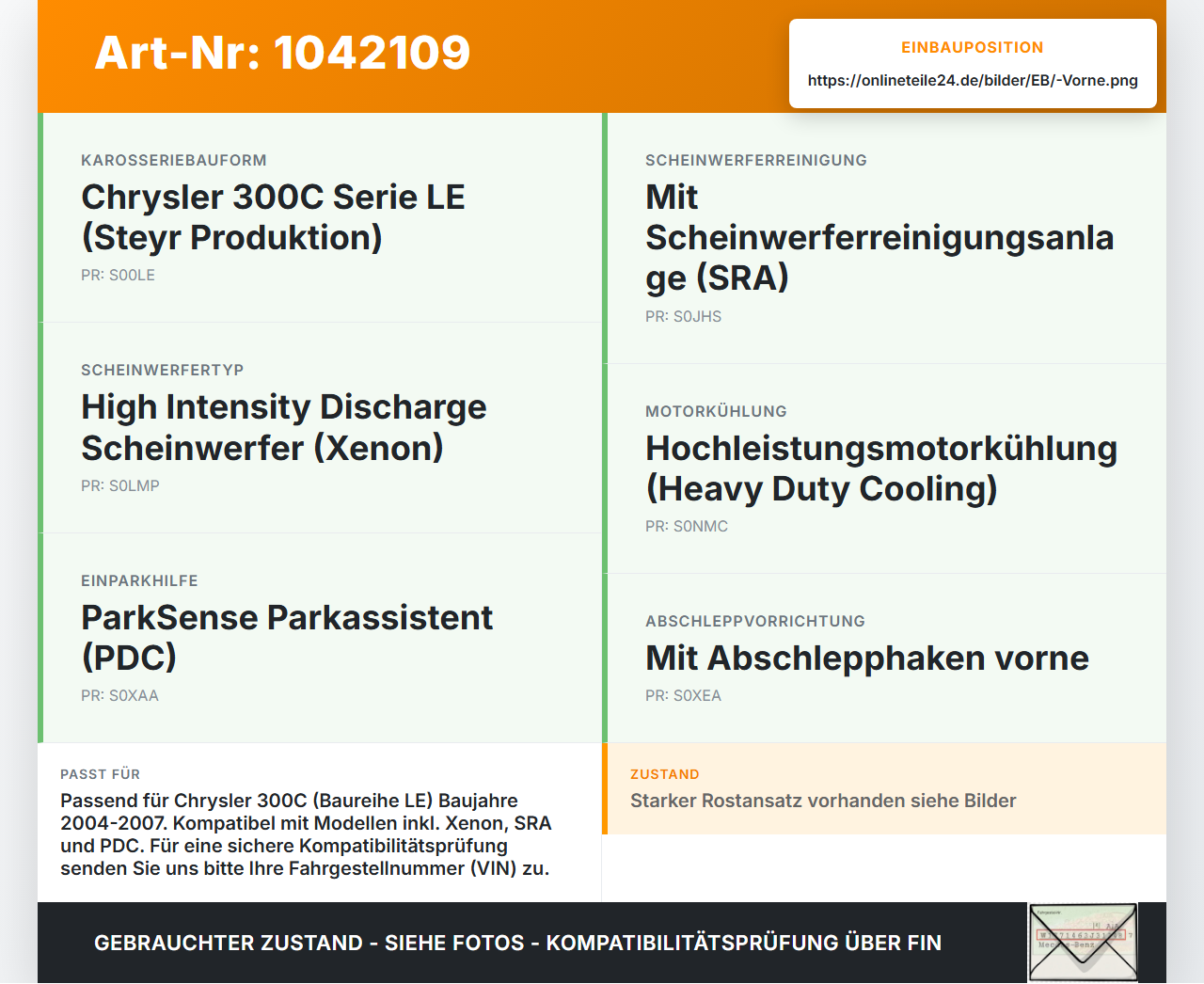 Chrysler 300C LE 04-07 Stoßstangenträger Stoßfängerträger Querträger Vorne Chrysler 300C LE 04-07 07.08.2007 gebraucht Vorschau 3