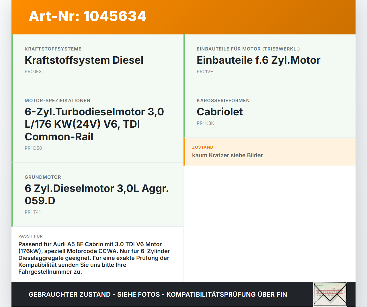 Audi A5 8F Cabrio 09-12 TDI 3,0 176KW CCWA Abdeckung für Motor Deckel Motorabdeckung Audi A5 8F Cabrio 09-12... Vorschau 3