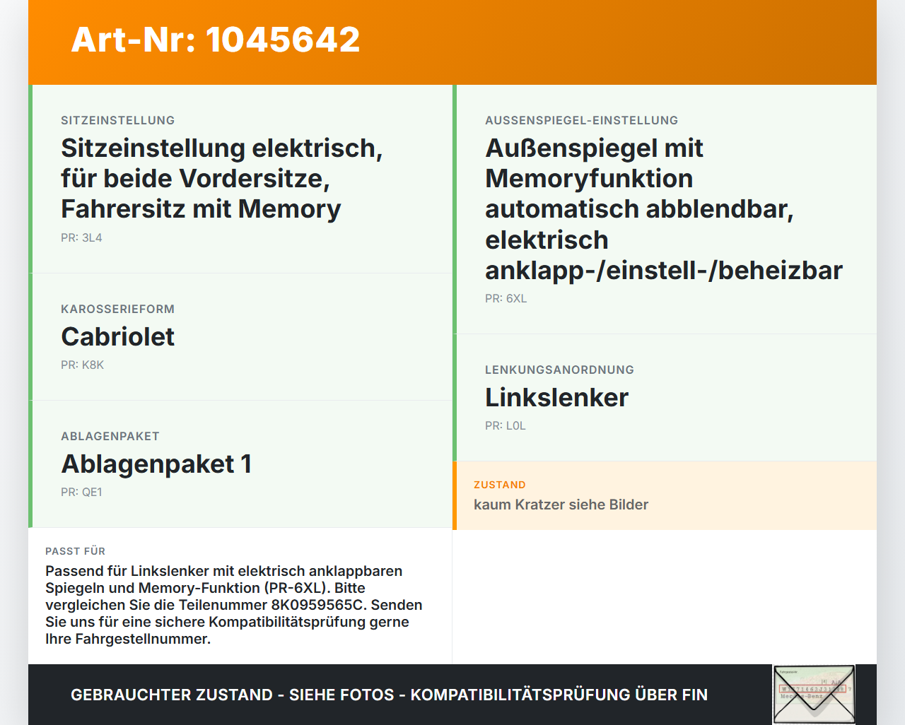 Audi A5 8F Cabrio 09-12 Spiegelverstellung Aussenspiegel Schalter Audi A5 8F Cabrio 09-12 25.08.2011 8K0959565C... Vorschau 3