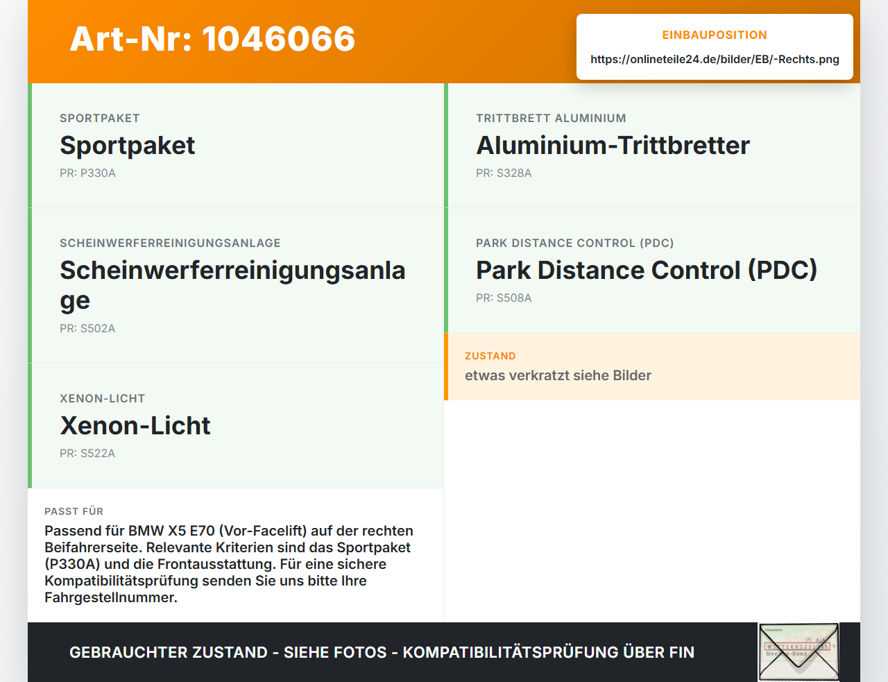 BMW X5 35d E70 06-10 Frontblende Frontleiste Rechts BMW X5 35d E70 06-10 16.06.2009 7159594 51117159594 gebraucht Vorschau 3