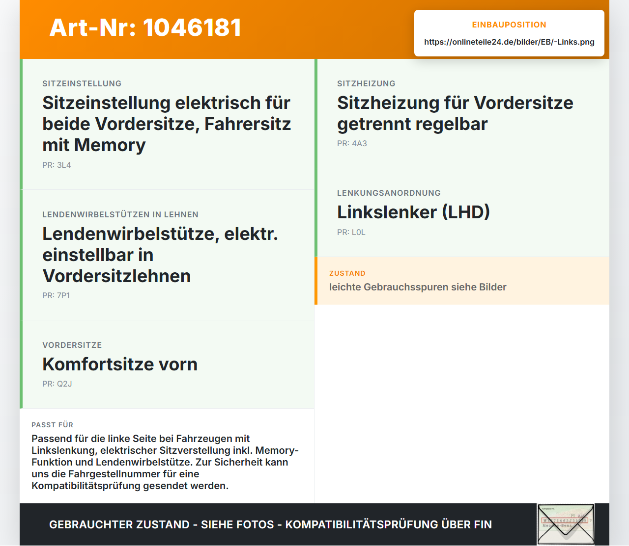 Skoda Superb 3T4 08-13 Sitzverstellung Schalter Links Skoda Superb 3T4 08-13 20.06.2008 8K0959747B 03465320 gebraucht Vorschau 3