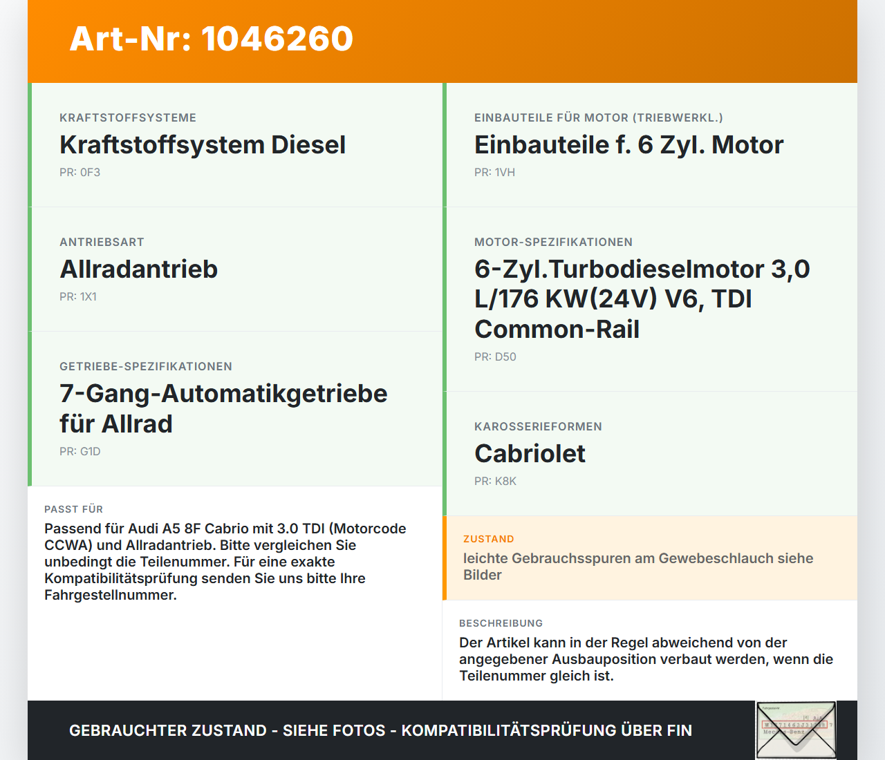 Audi A5 8F Cabrio 09-12 TDI 3,0 176KW Ansaugrohr Ladeluftschlauch Luftschlauch Pos.2 Audi A5 8F Cabrio 09-12... Vorschau 3