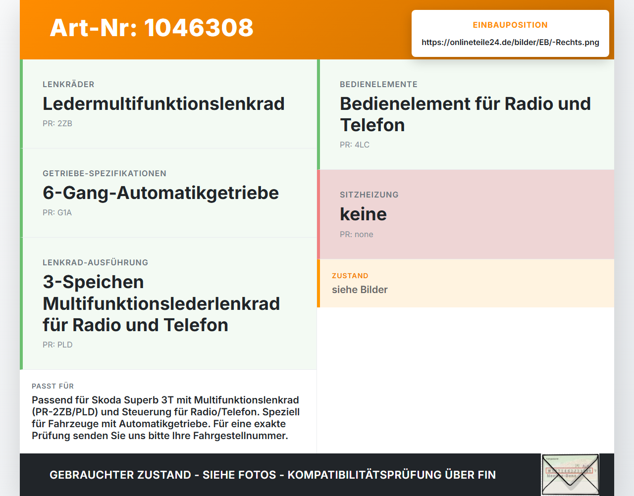 Skoda Superb 3T4 08-13 Lenkradschalter Multifunktionstasten Schalter für Lenkrad Rechts Skoda Superb 3T4 08-13... Vorschau 3