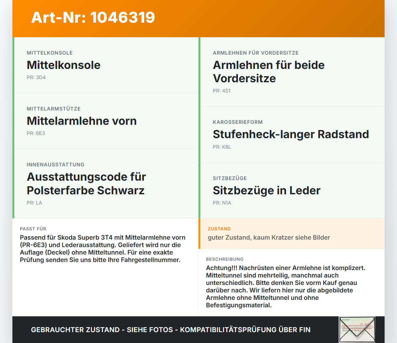 Skoda Superb 3T4 08-13 Armlehne Mittelarmlehne Auflage Skoda Superb 3T4 08-13 20.06.2008 3T0864207B 3T0864207BYGT... Vorschau 3