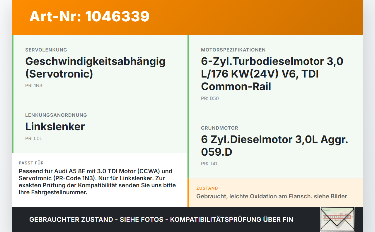 Audi A5 8F Cabrio 09-12 TDI 3,0 176KW Servopumpe Hydraulikpumpe Lenkung Audi A5 8F Cabrio 09-12 25.08.2011... Vorschau 3