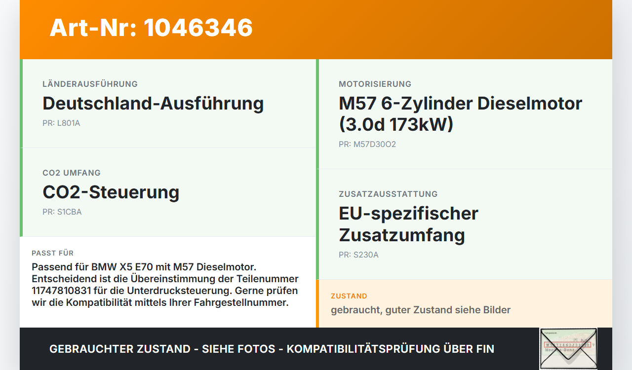 BMW X5 35d E70 06-10 3,0d 173KW Ventil Magnetventil Druckwandler BMW X5 35d E70 06-10 16.06.2009 11747810831... Vorschau 3