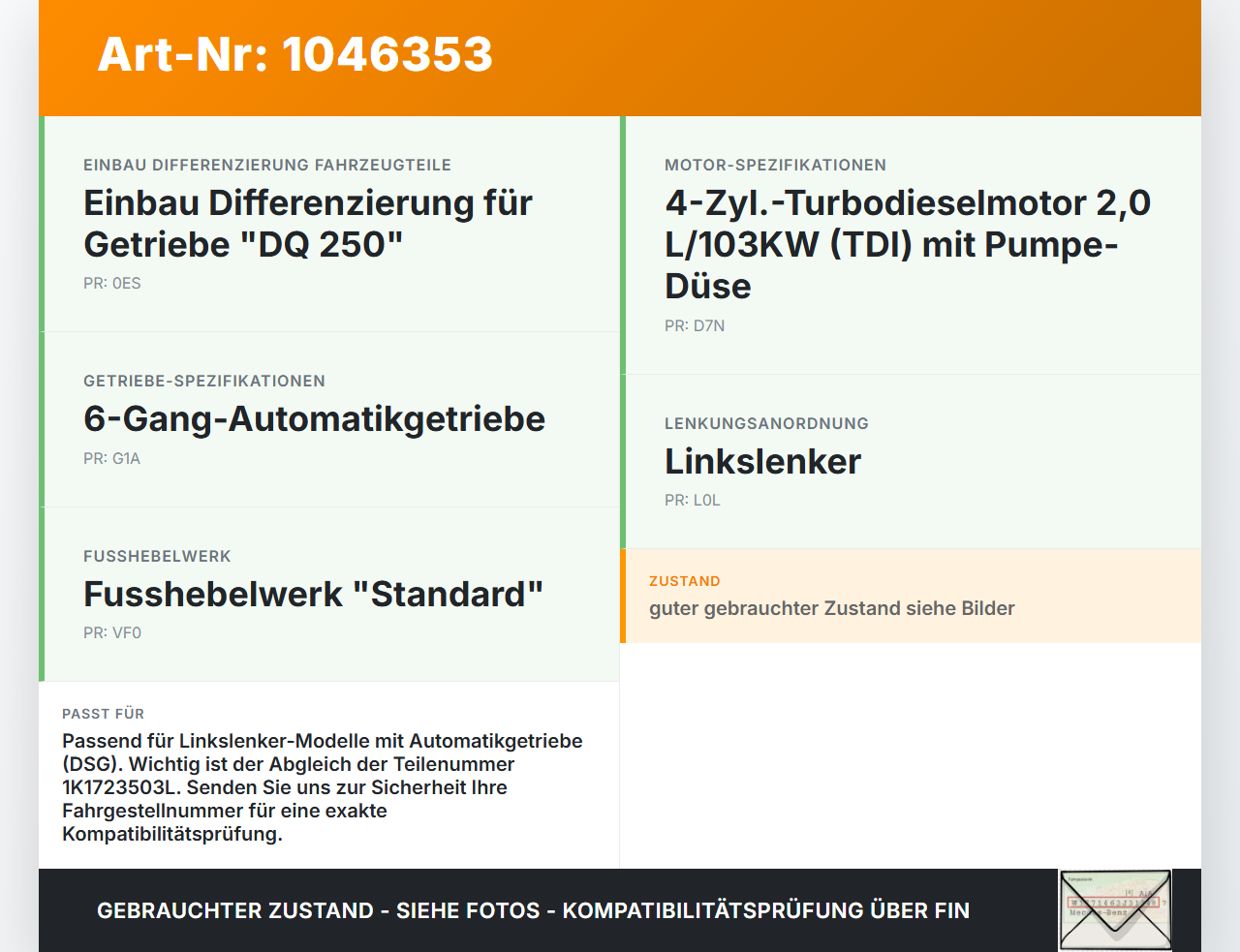 Skoda Superb 3T4 08-13 2,0 103KW Gaswertgeber Gaspedal Skoda Superb 3T4 08-13 20.06.2008 1K1723503L 6PV008600-01... Vorschau 3