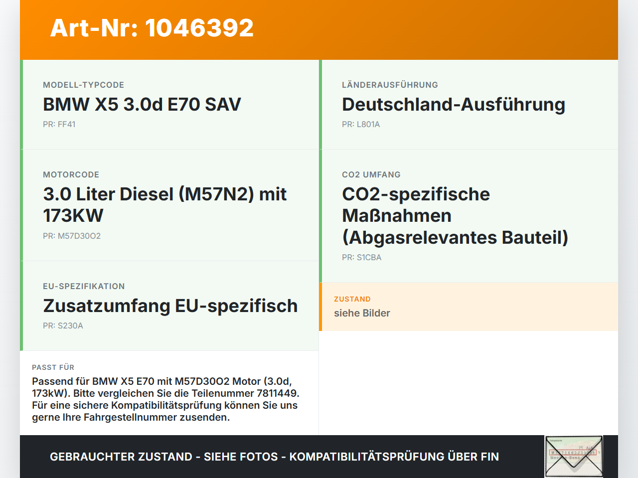 BMW X5 35d E70 06-10 3,0d 173KW M57D30O2 Abgaskrümmer Auspuffkrümmer BMW X5 35d E70 06-10 16.06.2009 7811449... Vorschau 3