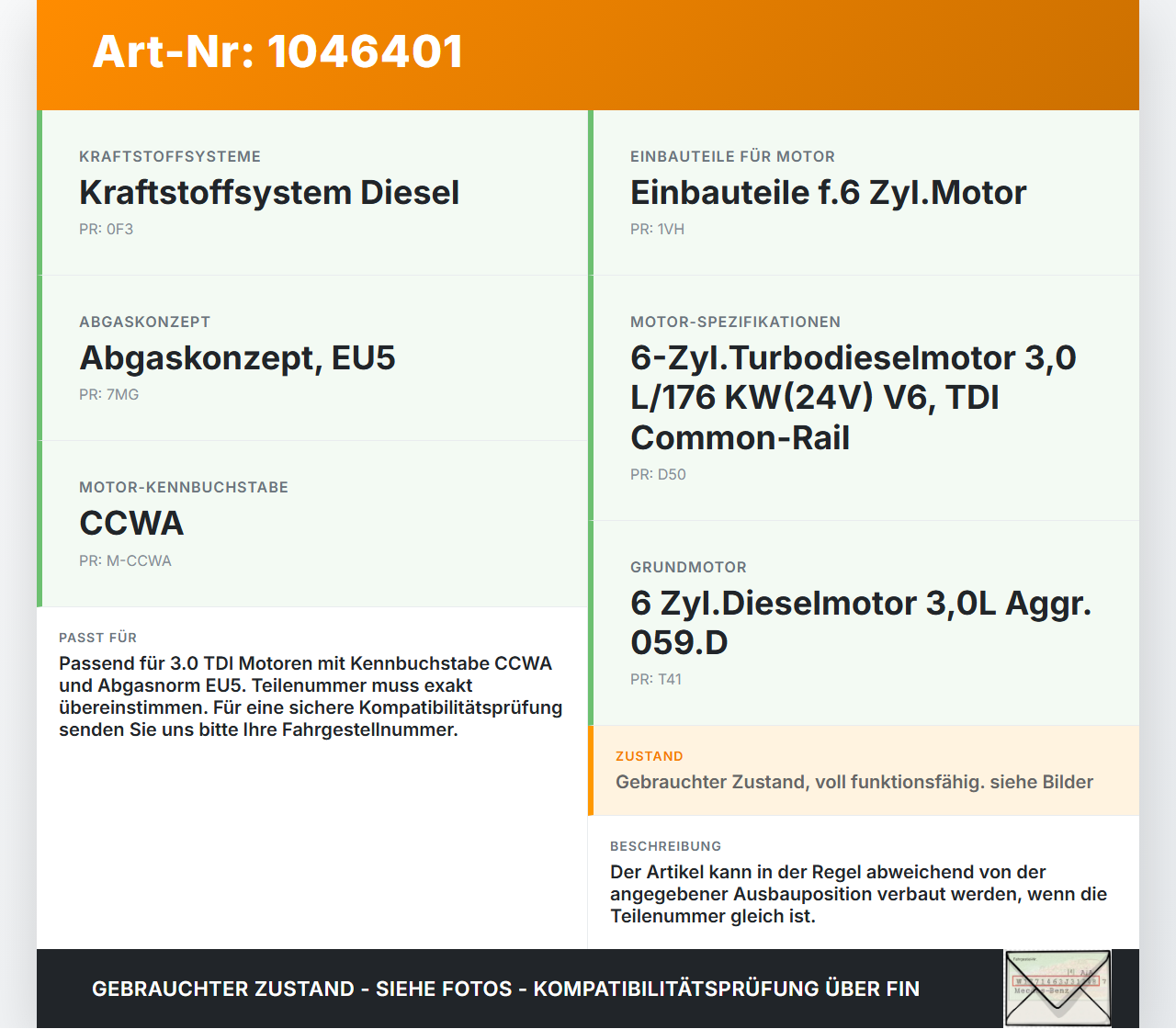 Audi A5 8F Cabrio 09-12 TDI 3,0 176KW Injektor Einspritzdüse Zyl.6 Audi A5 8F Cabrio 09-12 25.08.2011 059130277BE... Vorschau 3