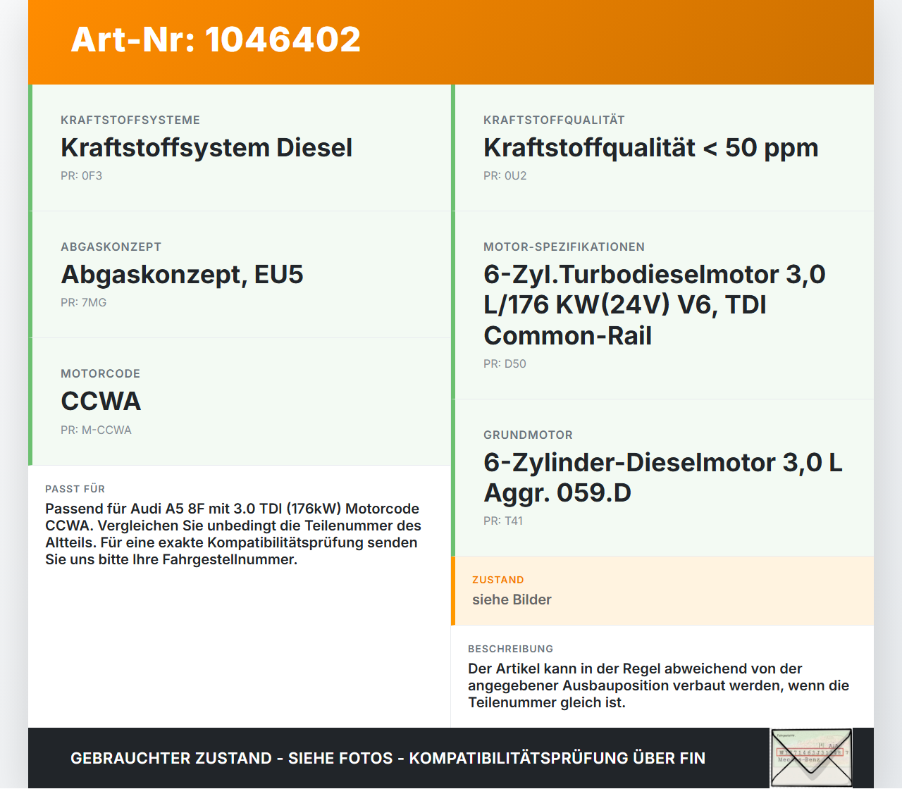 Audi A5 8F Cabrio 09-12 TDI 3,0 176KW Injektor Einspritzdüse Zyl.4 Audi A5 8F Cabrio 09-12 25.08.2011 059130277BE... Vorschau 3