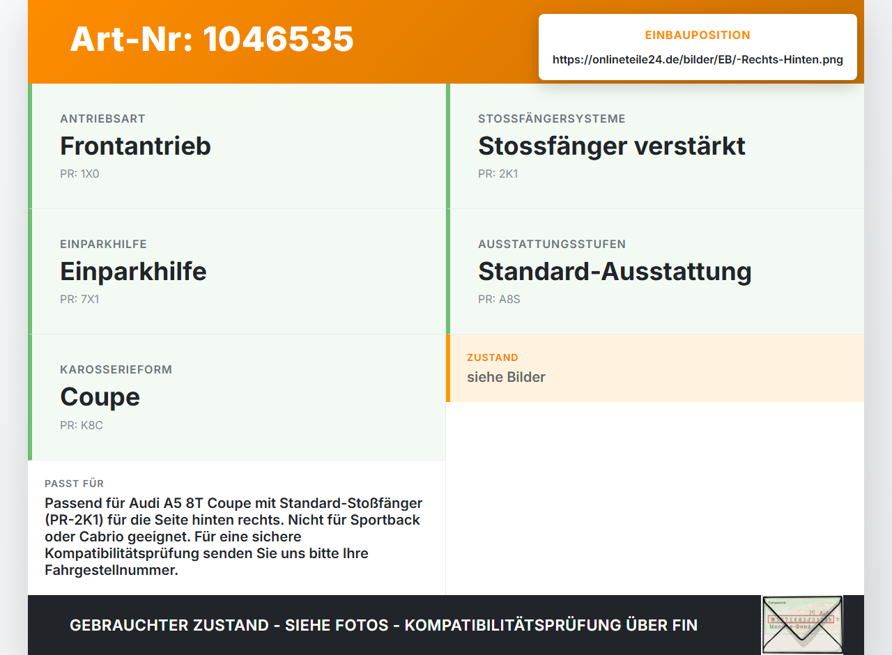 Audi A5 8T S-Line 07-12 Coupe Halter Träger Aufnahme Führung für Stoßstange Rechts Hinten Audi A5 8T S-Line 07-12... Vorschau 3