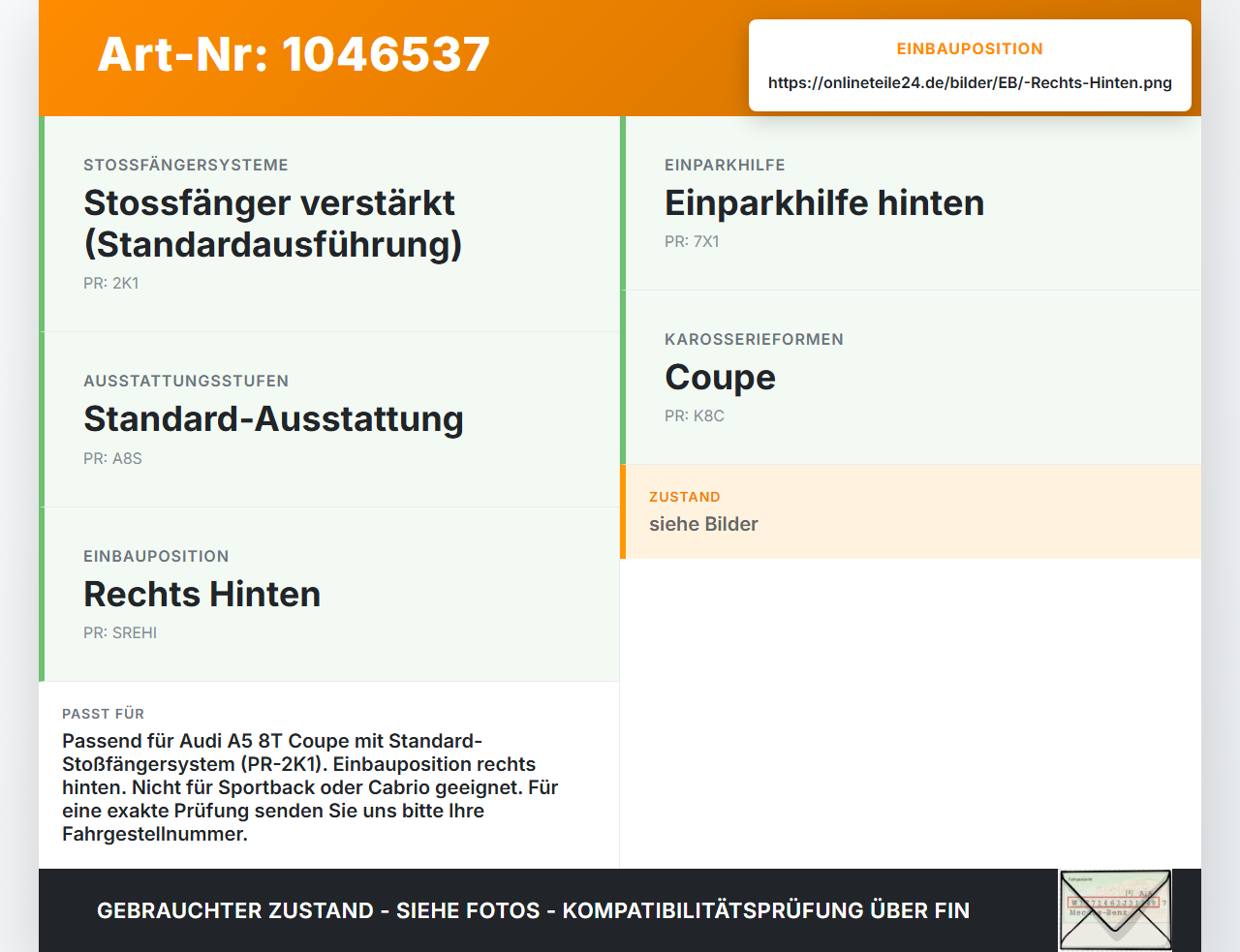 Audi A5 8T S-Line 07-12 Coupe Halter Träger Aufnahme Führung für Stoßstange Rechts Hinten Audi A5 8T S-Line 07-12... Vorschau 3