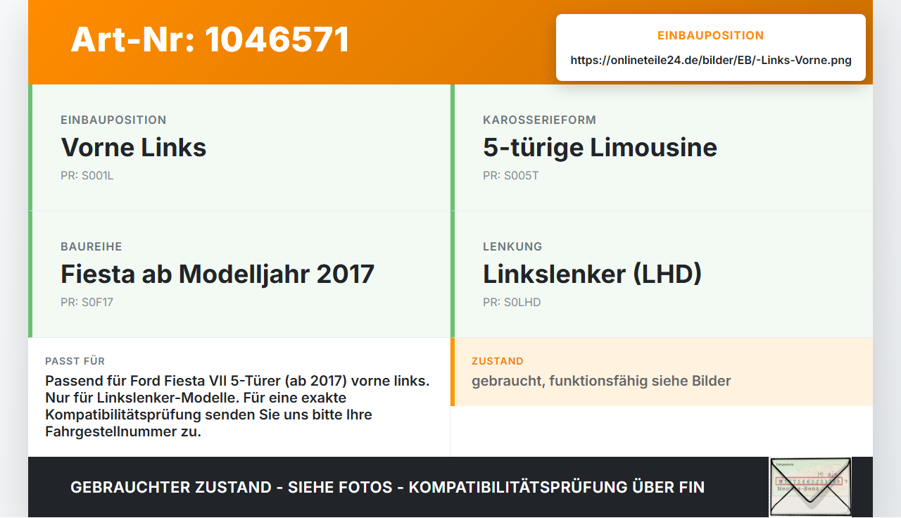 Ford Fiesta VII 17-21 5T Türfangband Türbremse Türanschlag Links Vorne Ford Fiesta VII 17-21 12.07.2017... Vorschau 3