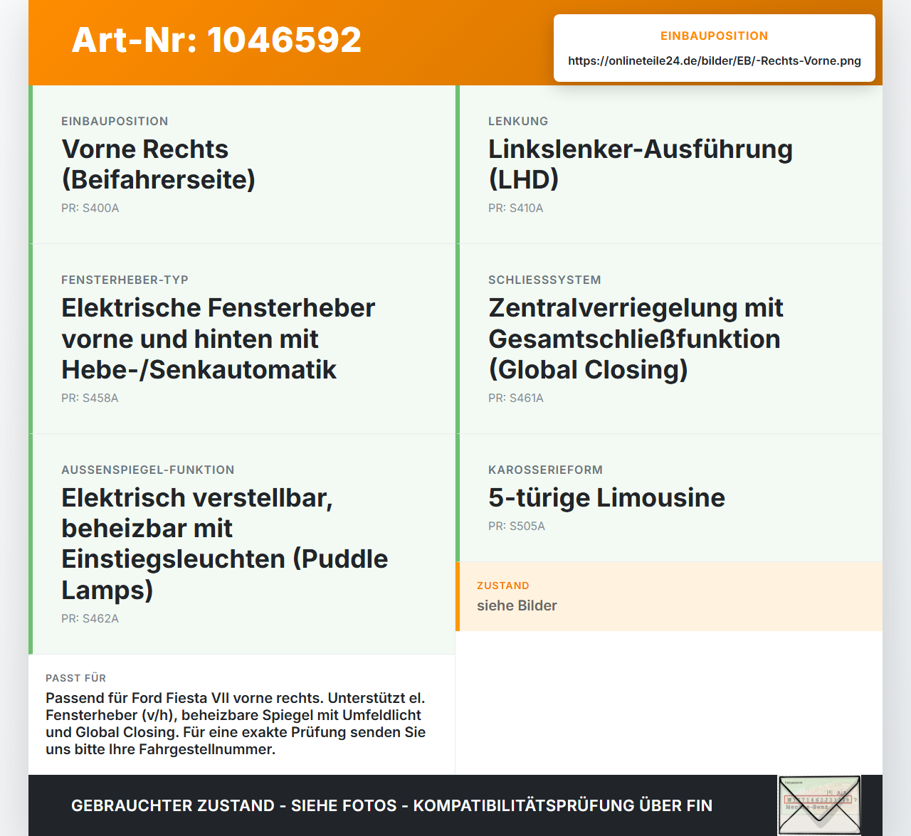 Ford Fiesta VII 17-21 Türsteuergerät Steuergerät Tür Vorne Rechts Ford Fiesta VII 17-21 12.07.2017 H1BT-14B533-AG... Vorschau 3