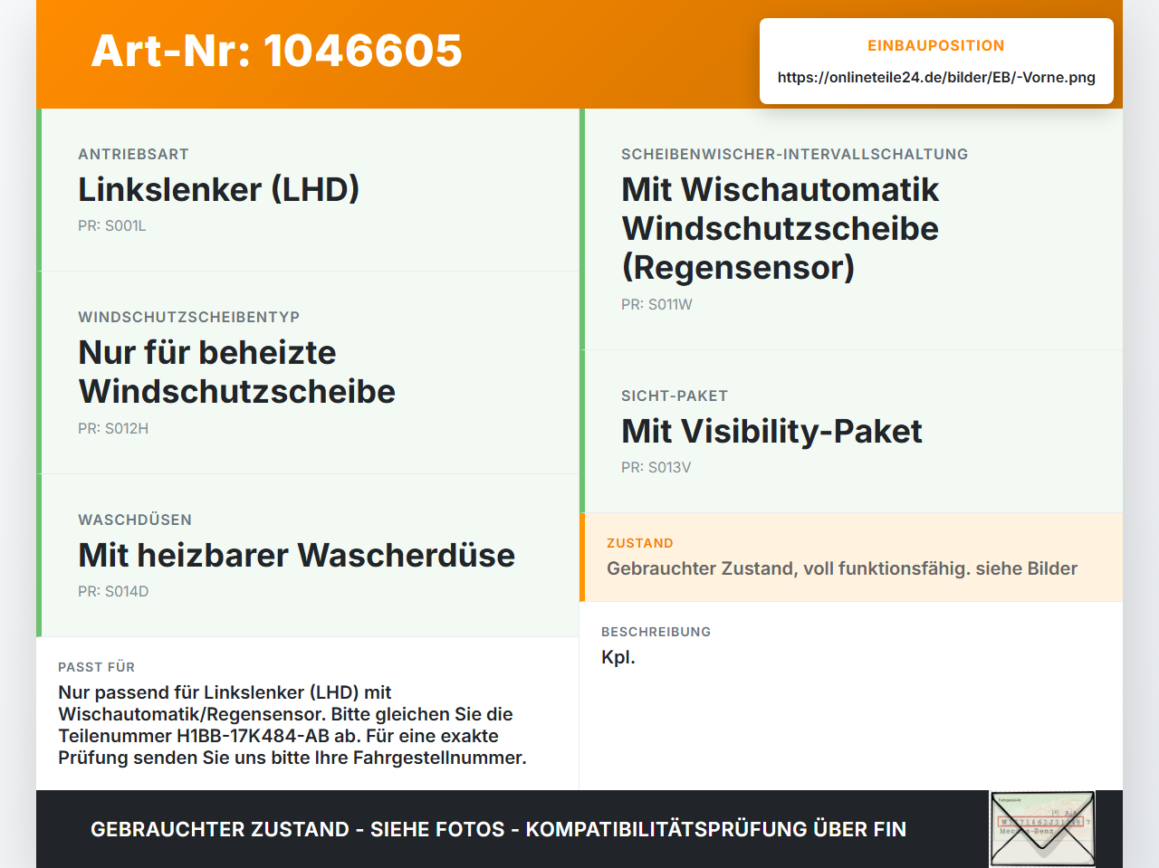 Ford Fiesta VII 17-21 Wischermotor mit Wischergestänge Vorne Ford Fiesta VII 17-21 12.07.2017 H1BB-17K484-AB... Vorschau 3