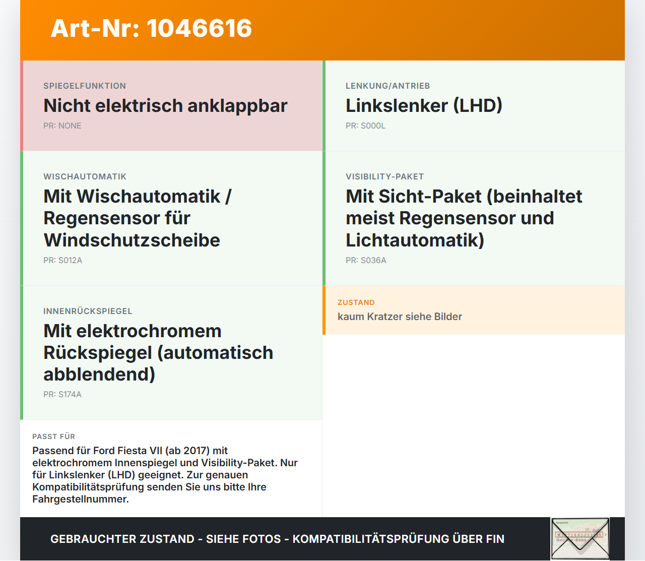 Ford Fiesta VII 17-21 Innenspiegel Rückspiegel Spiegel Innen Elektrochrom Ford Fiesta VII 17-21 12.07.2017... Vorschau 3