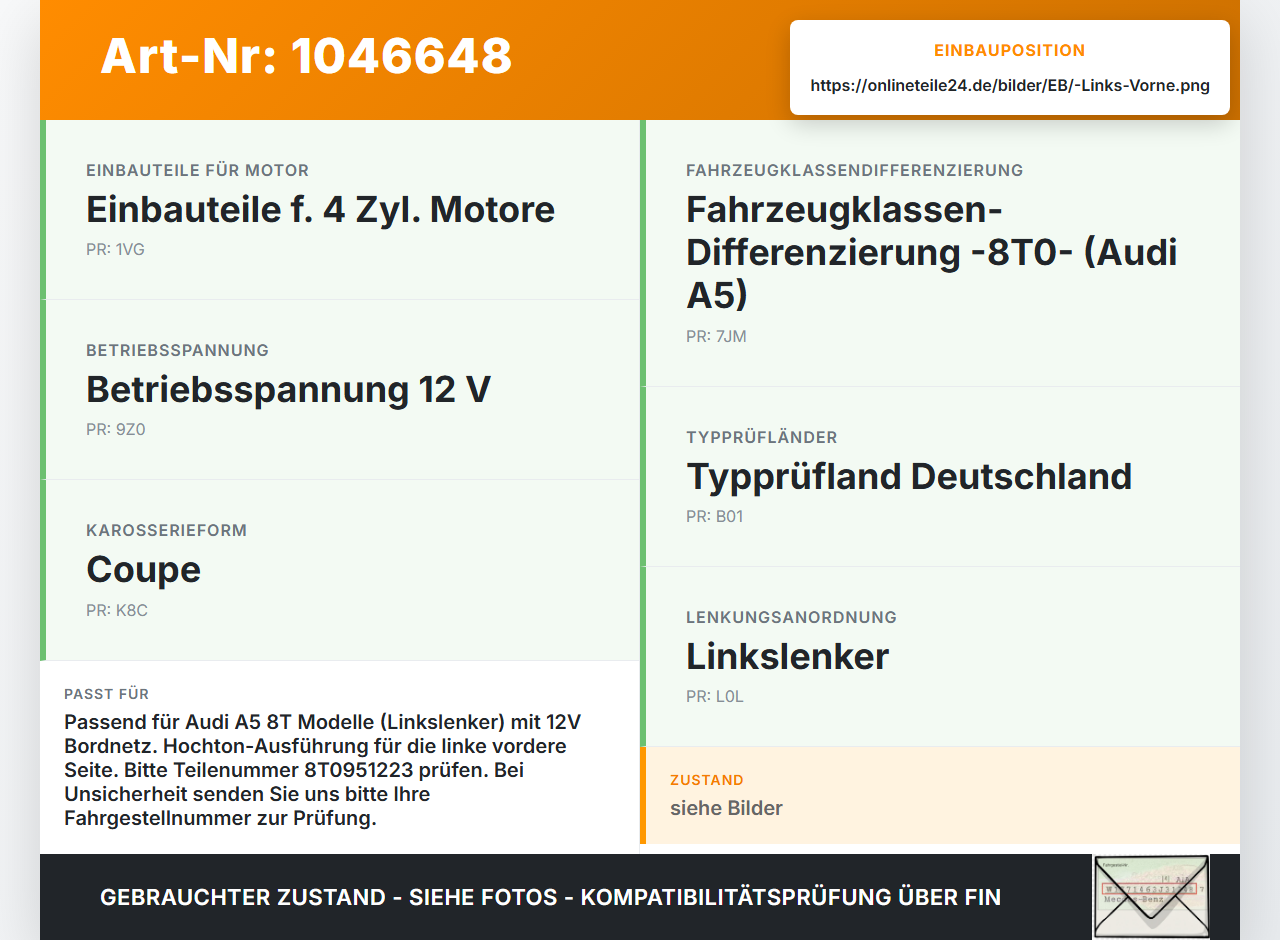 Audi A5 8T S-Line 07-12 Hupe Signalhorn Hochton Links Vorne Audi A5 8T S-Line 07-12 24.06.2009 8T0951223 6033FB1592... Vorschau 3