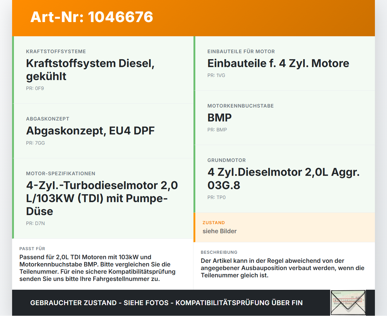 Skoda Superb 3T4 08-13 2,0 103KW Pumpe Düse Injektor Einspritzdüse Zyl.4 Skoda Superb 3T4 08-13 20.06.2008... Vorschau 3