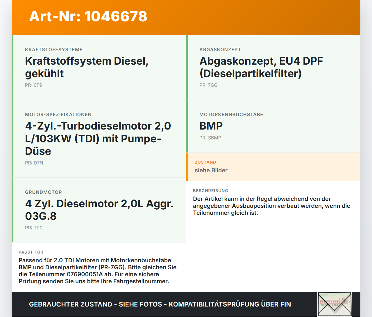 Skoda Superb 3T4 08-13 2,0 103KW BMP Differenzdrucksensor Skoda Superb 3T4 08-13 20.06.2008 076906051A 20DPS090-03... Vorschau 3