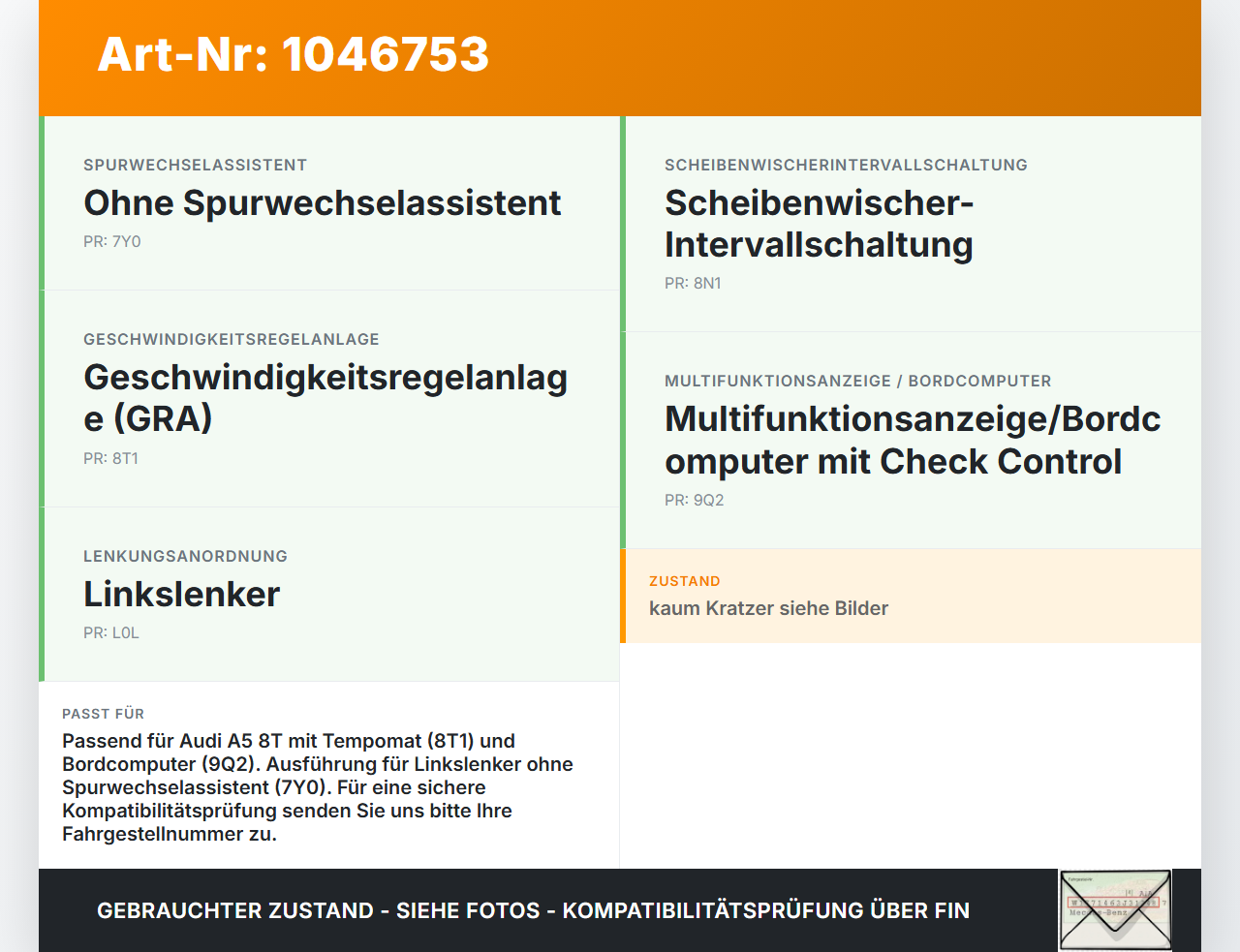 Audi A5 8T S-Line 07-12 Lenkstockschalter Blinker Wischer Kombischalter Audi A5 8T S-Line 07-12 24.06.2009... Vorschau 3