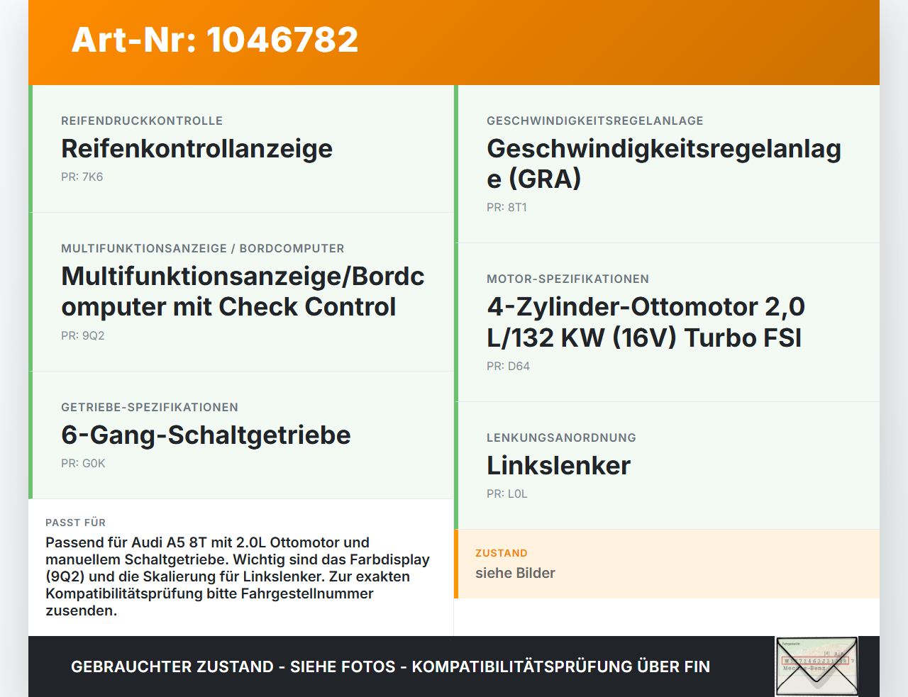 Audi A5 8T S-Line 07-12 2,0 132KW Kombiinstrument Tacho Audi A5 8T S-Line 07-12 24.06.2009 8T0920900KX 8T0920900K... Vorschau 3