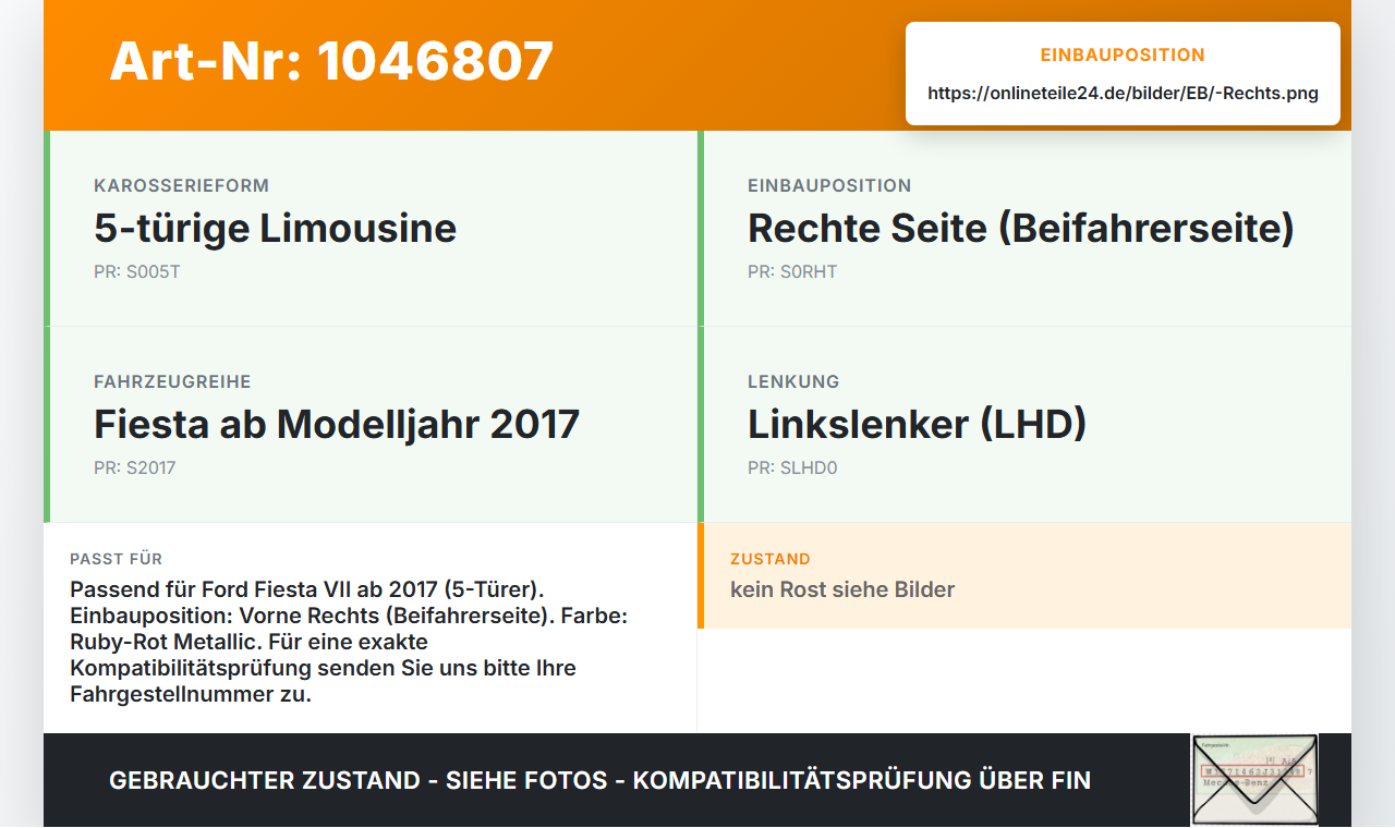 Ford Fiesta VII 17-21 5T Scharnier für Motorhaube Motorhaubenscharnier Rechts Ford Fiesta VII 17-21 12.07.2017... Vorschau 3