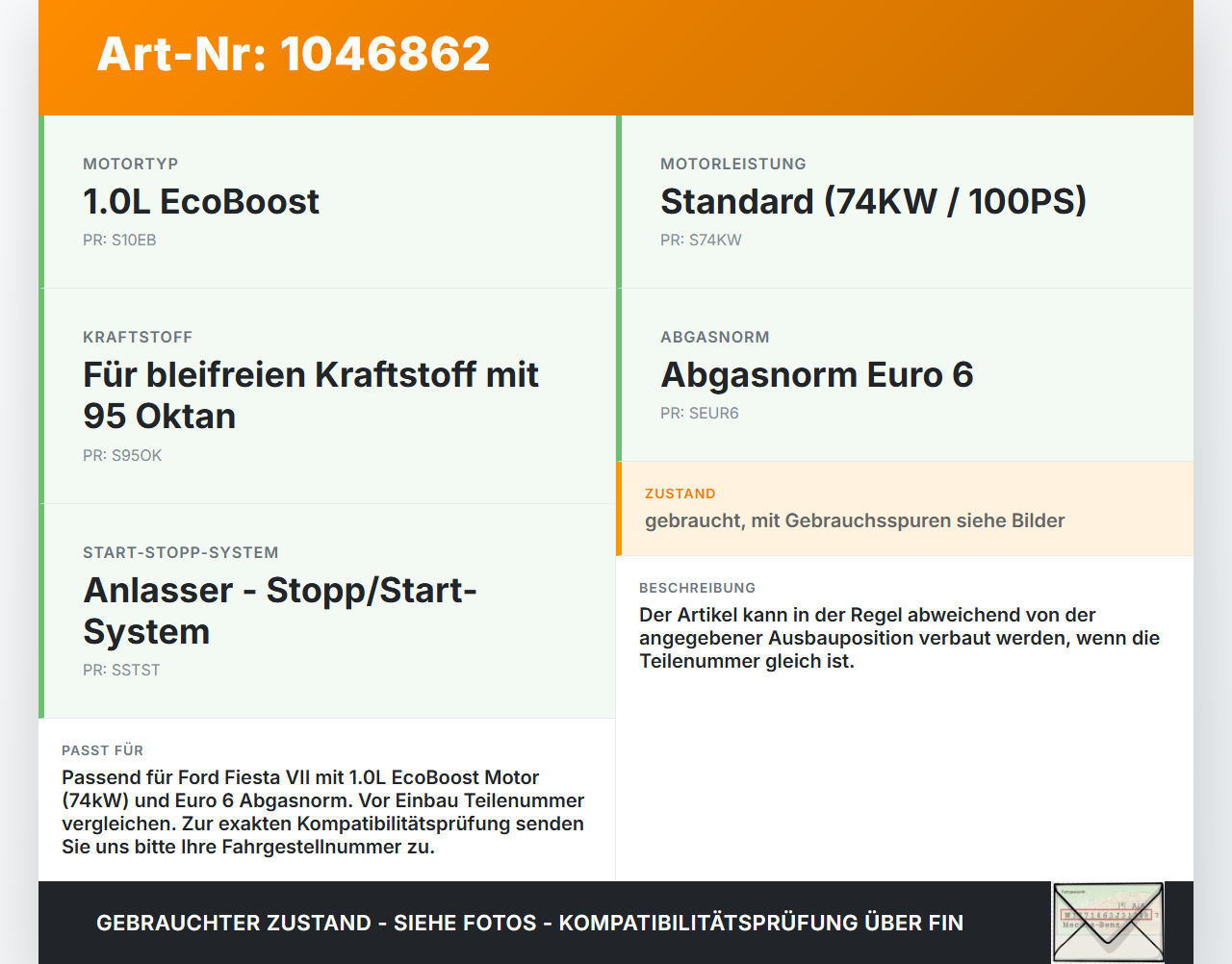 Ford Fiesta VII 17-21 EcoBoost 1.0 74KW Injektor Einspritzdüse Zyl.1 Ford Fiesta VII 17-21 12.07.2017 DM5G-9F593-AC... Vorschau 3
