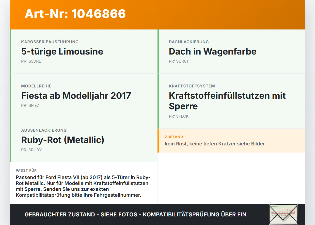 Ford Fiesta VII 17-21 Tankdeckel Tankklappe MH Ford Fiesta VII 17-21 12.07.2017 H1BB-A405A02-AAXWAA H1BB-A405A02-AB... Vorschau 3